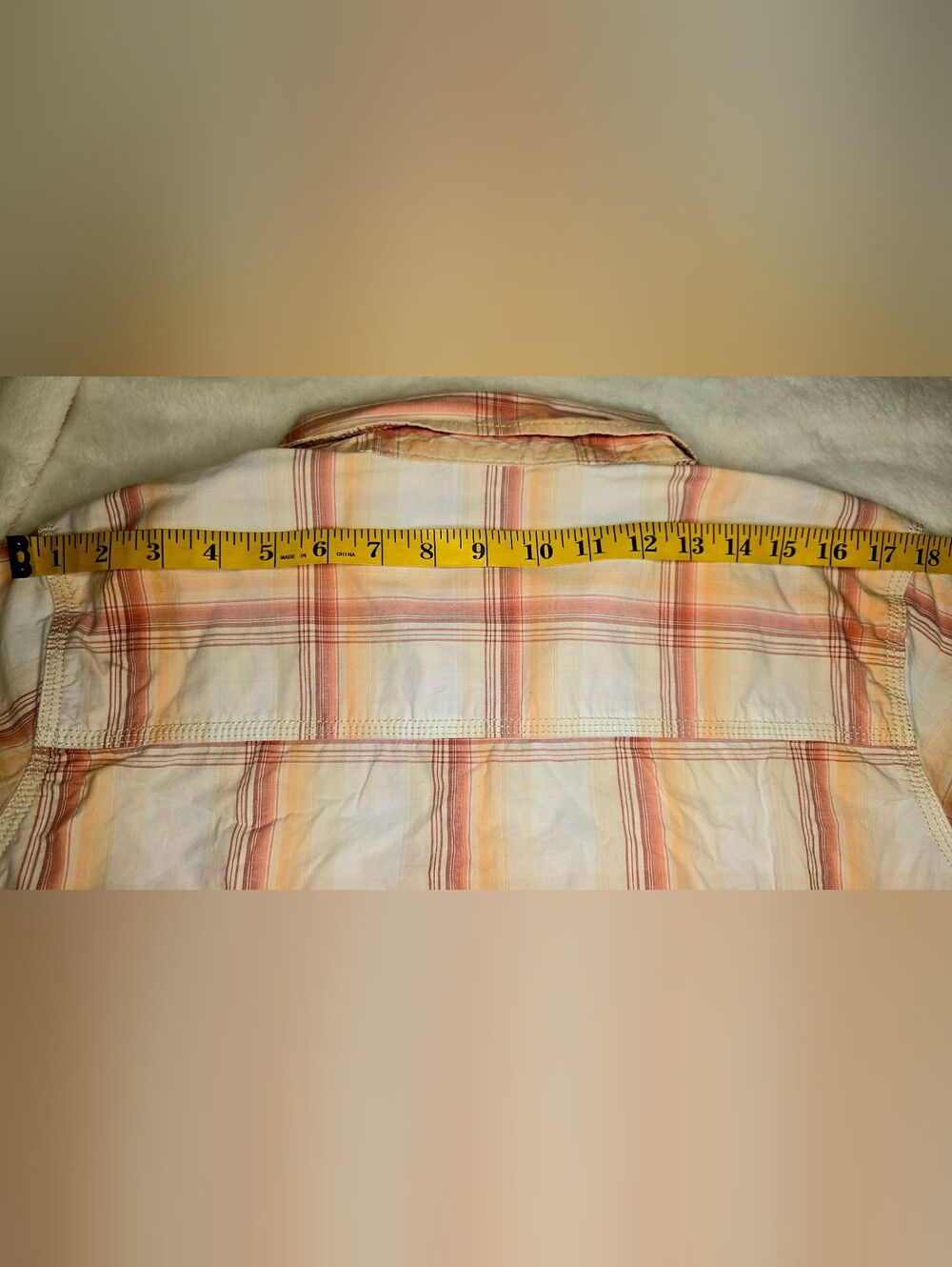 Carhartt Women's Plaid Button-Up Shirt - Peach/Coral & White - Size XL (16/18) - Picture 9 of 10